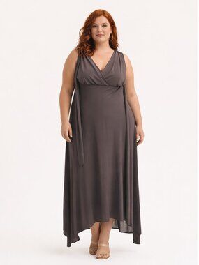 Henkaa Convertible Maxi Dress Large Gray Formal Bridesmaid NWT Multiway Wrap